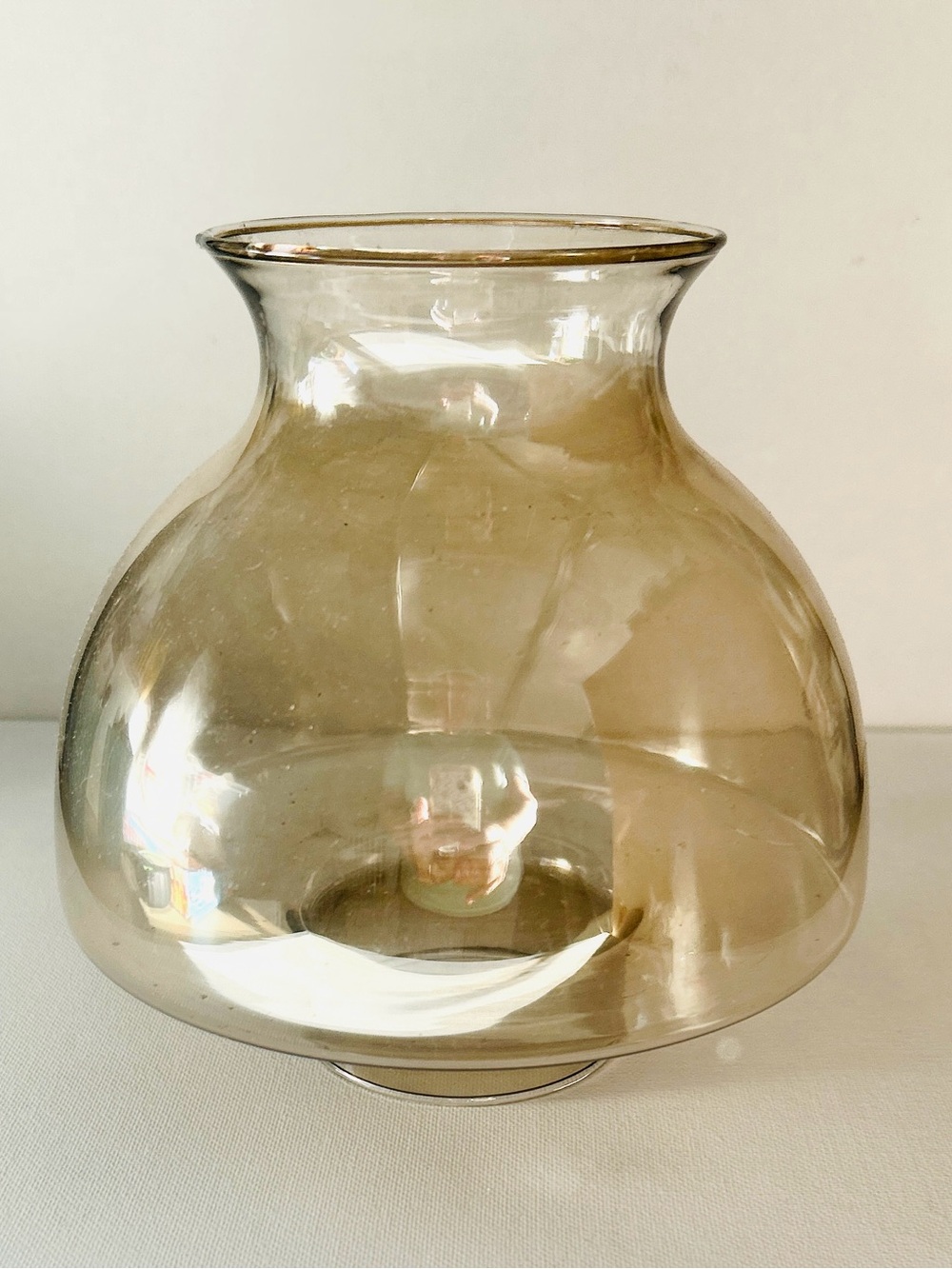 VTG Apollo Amber Glass Mushroom Hurricane Lampshade 6.75” Tall and 2.75” Fitter